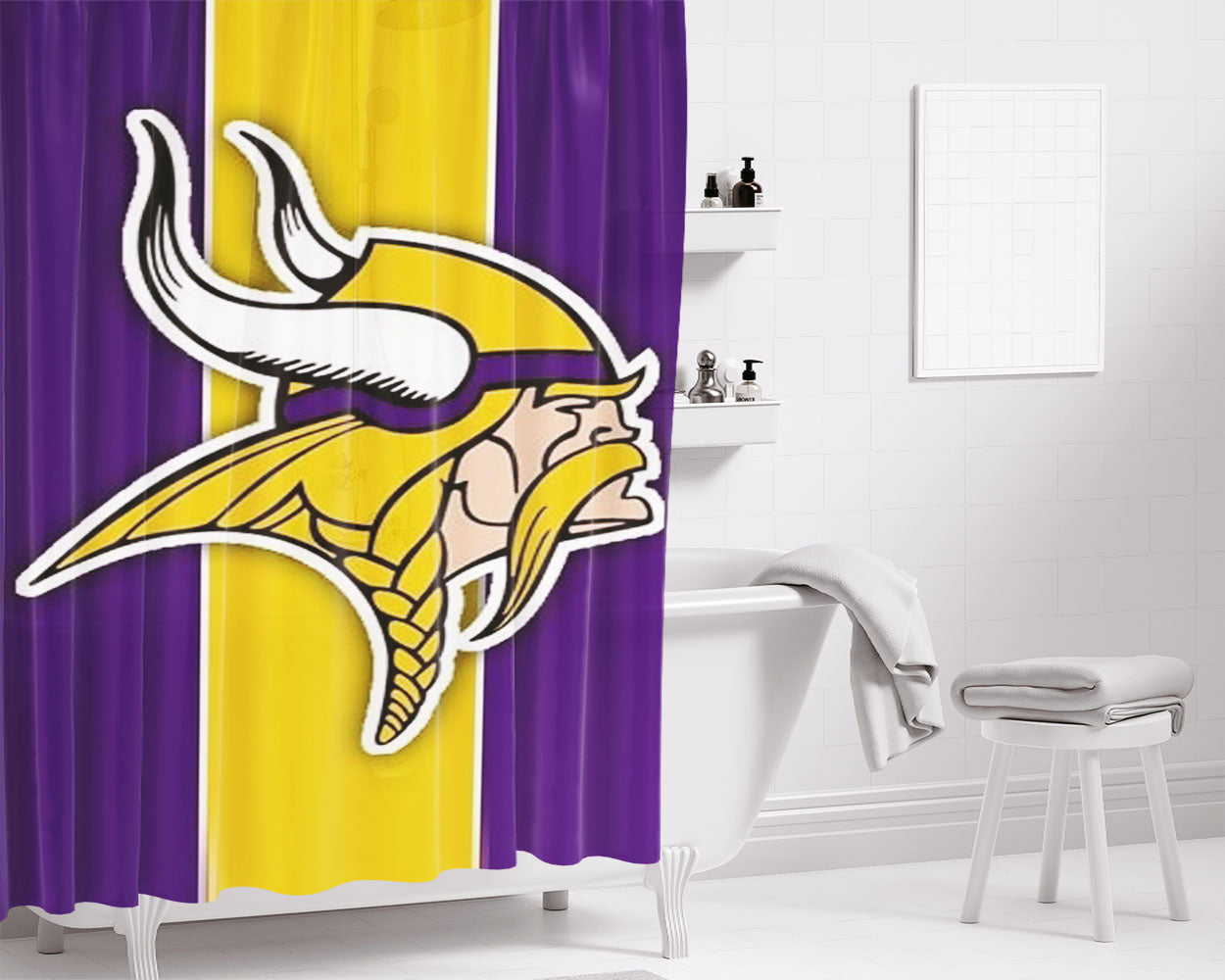 Nfl Minnesota Vikings Football F Bathroom Shower Curtain Fabric Waterproof | 66 X 72 Inch