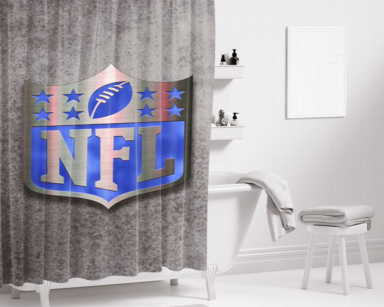 Nfl National Football League Bathroom Shower Curtain Fabric Waterproof | 66 X 72 Inch