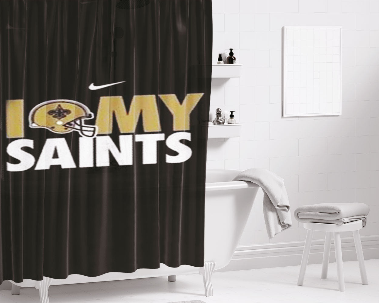 Nfl New Orleans Saints Bathroom Shower Curtain Fabric Waterproof | 66 X 72 Inch