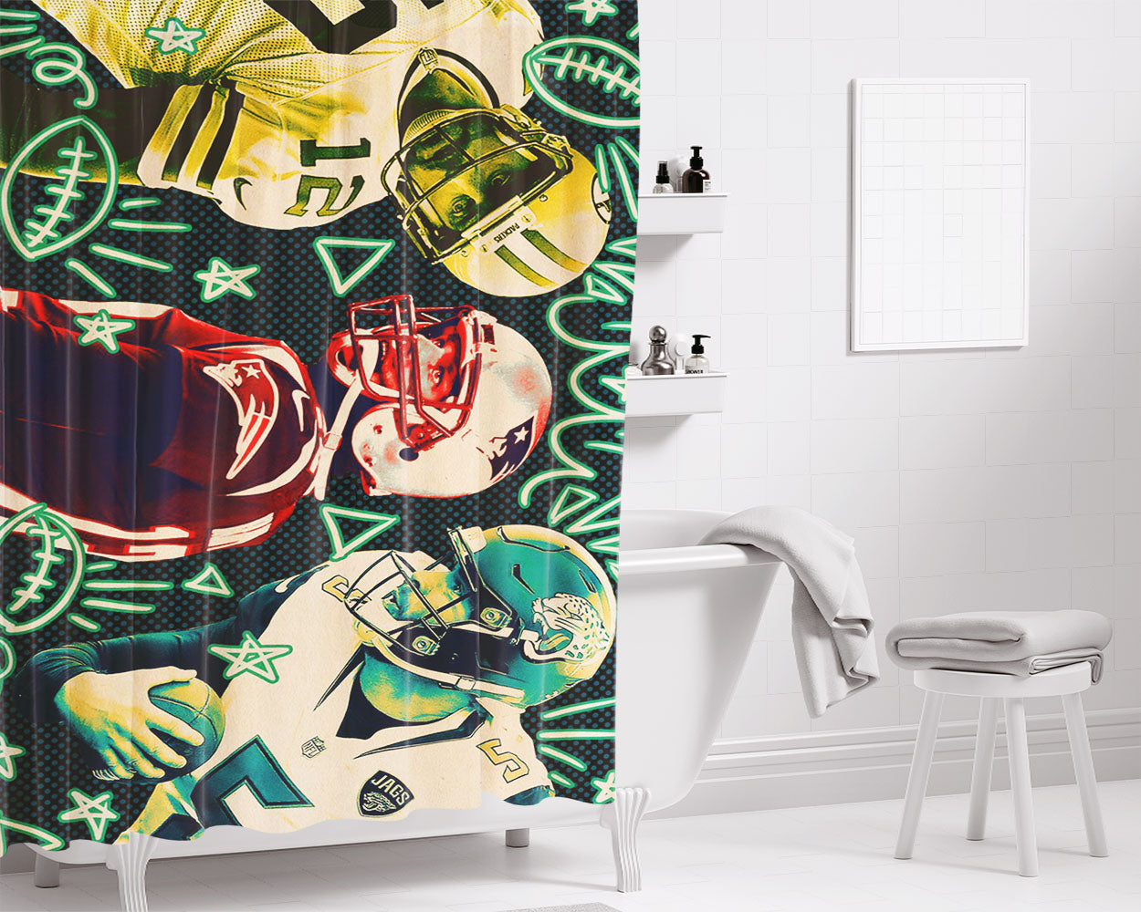 Nfl Tumblr Bathroom Shower Curtain Fabric Waterproof | 66 X 72 Inch