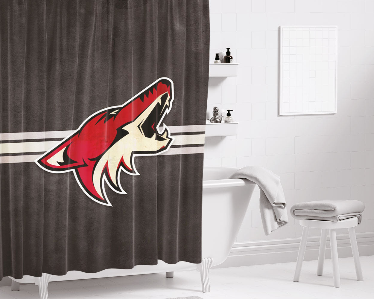 Nhl Arizona Coyotes Bathroom Shower Curtain Fabric Waterproof | 66 X 72 Inch