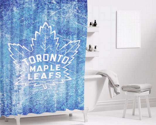 Personalized Nhl Toronto Maple Leafs Ice Logo Shower Curtain Farmhouse Bathroom Decor