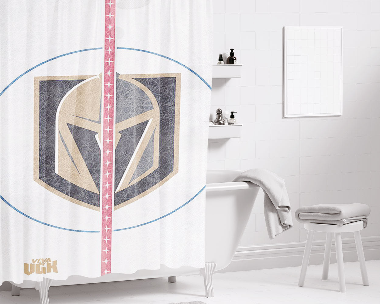 Nhl Vegas Golden Knights Bathroom Shower Curtain Fabric Waterproof | 66 X 72 Inch