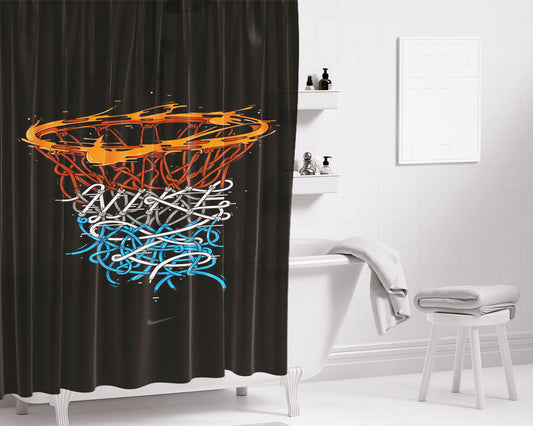 Personalized Nike Basketball Shower Curtain Farmhouse Bathroom Decor