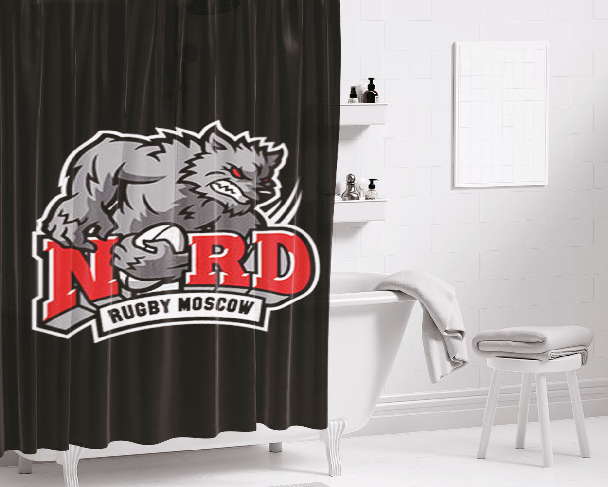 Nord Rugby Moscow Bathroom Shower Curtain Fabric Waterproof | 66 X 72 Inch