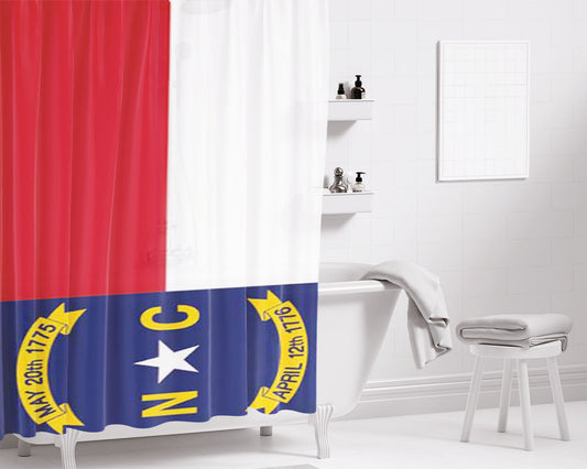 Personalized North Carolina Flag Shower Curtain Farmhouse Bathroom Decor