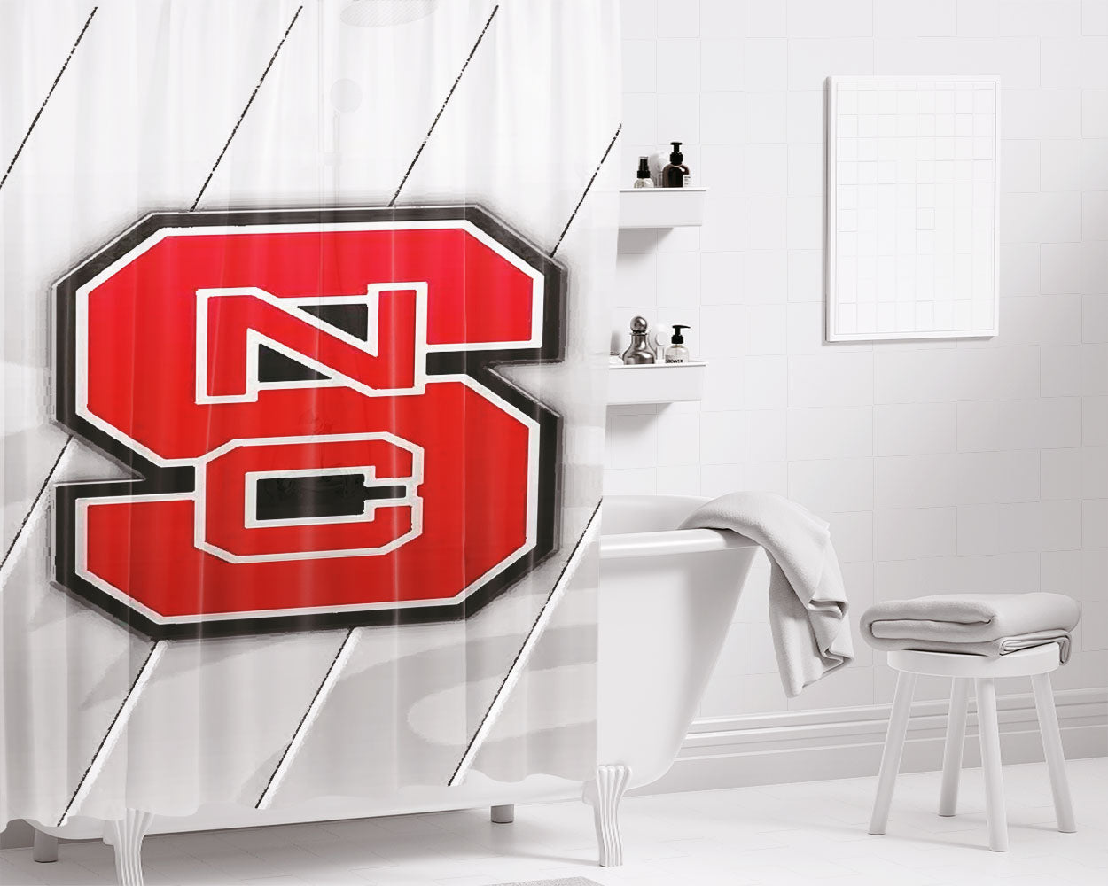 North Carolina State University Bathroom Shower Curtain Fabric Waterproof | 66 X 72 Inch