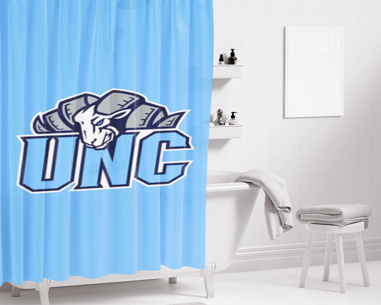 North Carolina Tar Heels Logo Bathroom Shower Curtain Fabric Waterproof | 66 X 72 Inch