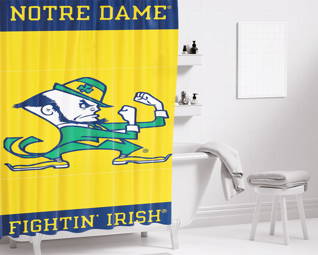 Notre Dame Fighting Irish 2 Bathroom Shower Curtain Fabric Waterproof | 66 X 72 Inch