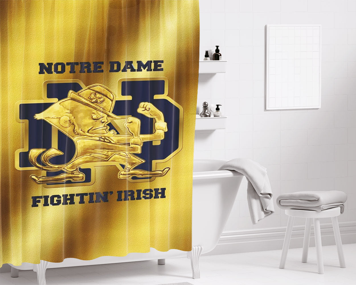 Notre Dame Gold 1 Bathroom Shower Curtain Fabric Waterproof | 66 X 72 Inch