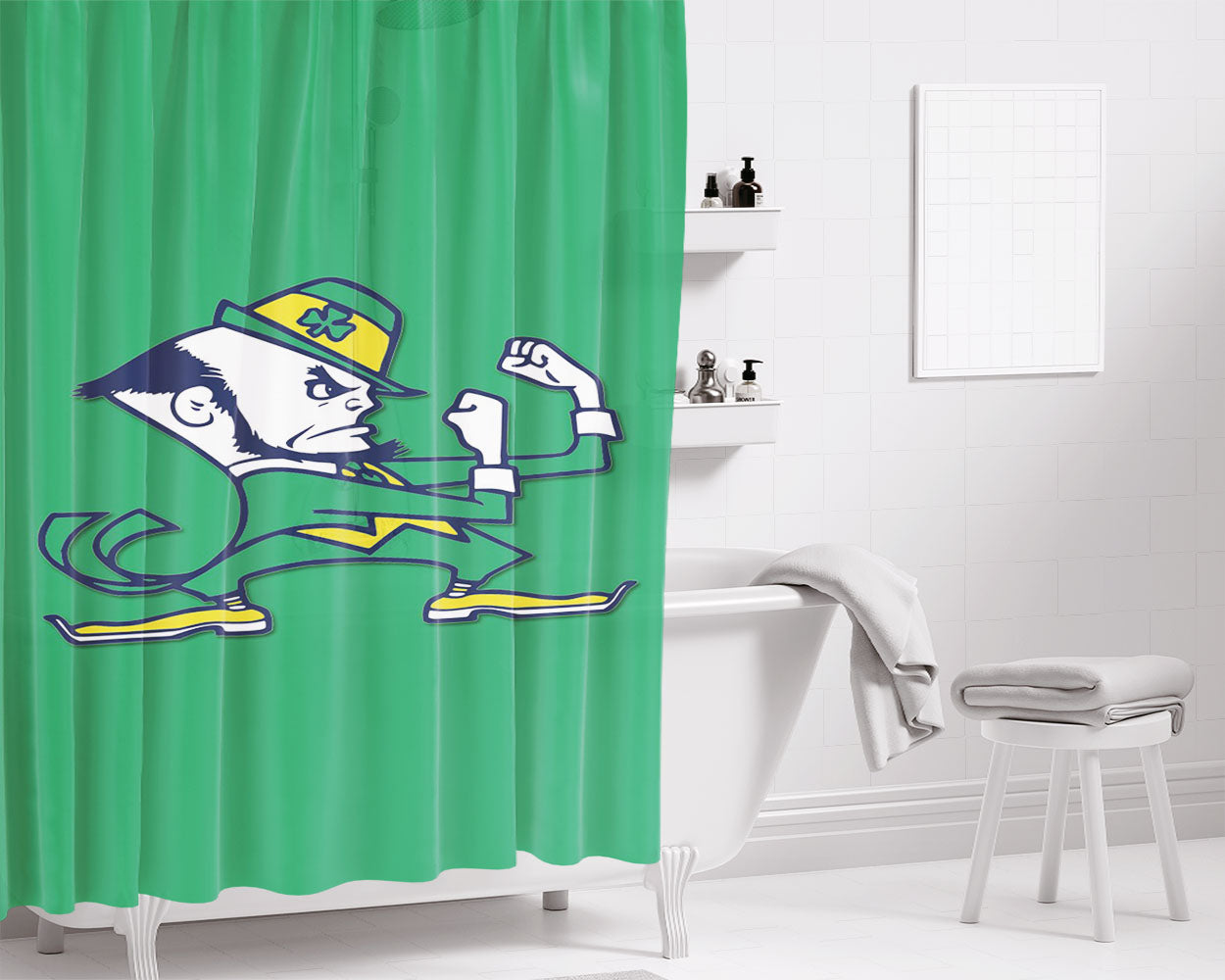 Notre Dame Mascot Team Bathroom Shower Curtain Fabric Waterproof | 66 X 72 Inch