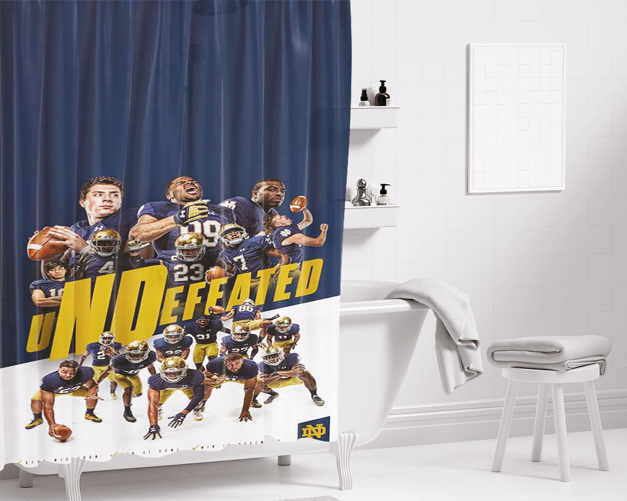 Notre Dame Undefeated Wallpapers Bathroom Shower Curtain Fabric Waterproof | 66 X 72 Inch