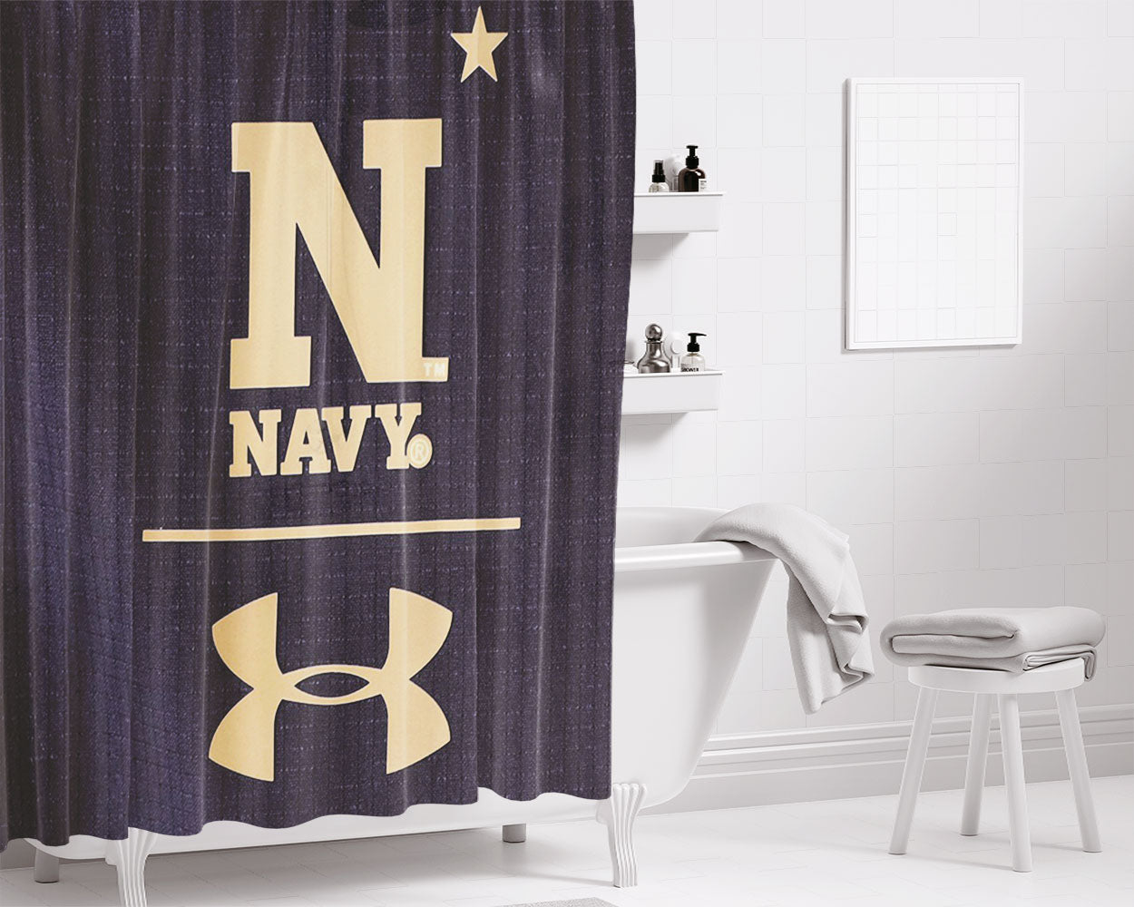 Notre Dame Under Armour Bathroom Shower Curtain Fabric Waterproof | 66 X 72 Inch