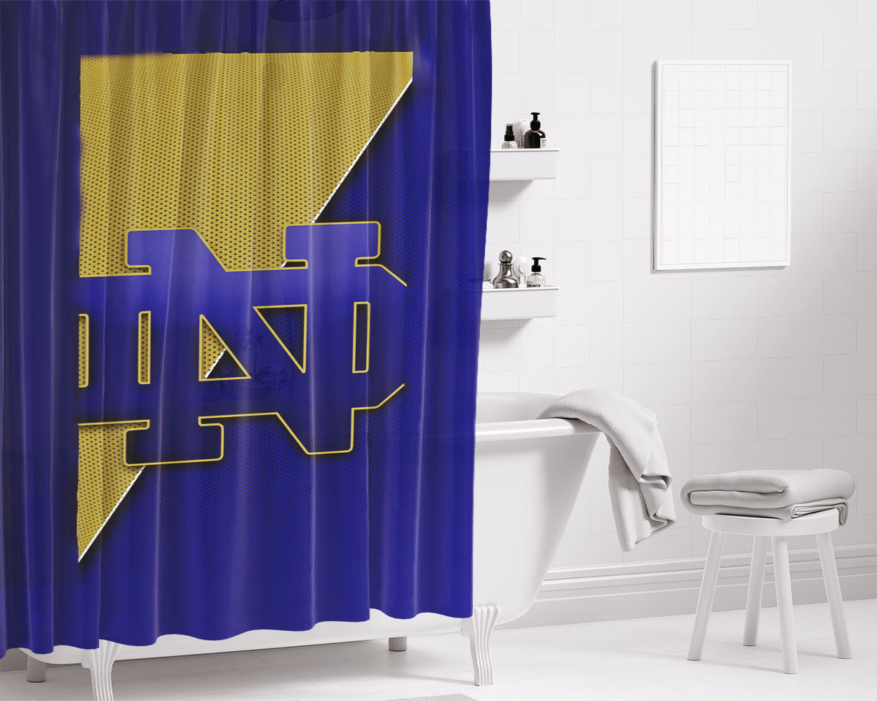 Notre Dame Yellow Blue Bathroom Shower Curtain Fabric Waterproof | 66 X 72 Inch