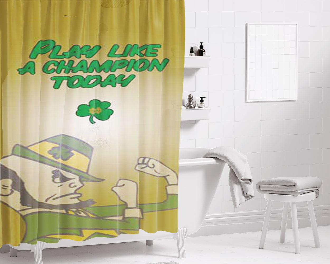 Notre Dame Yellow Fade Bathroom Shower Curtain Fabric Waterproof | 66 X 72 Inch