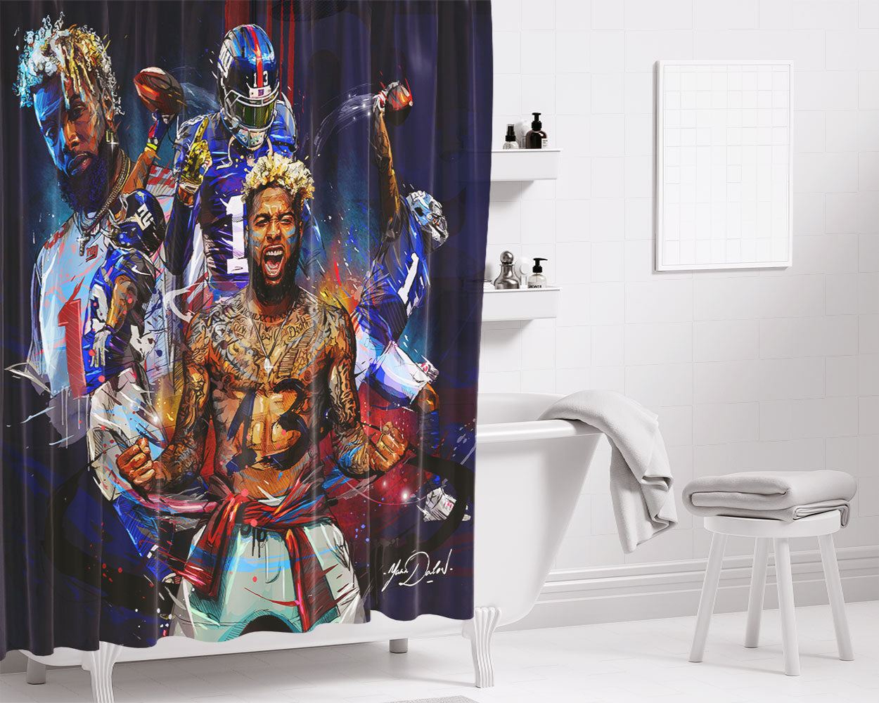 Odell Beckham 13 Painting Art Wallpaper Bathroom Shower Curtain Fabric Waterproof | 66 X 72 Inch