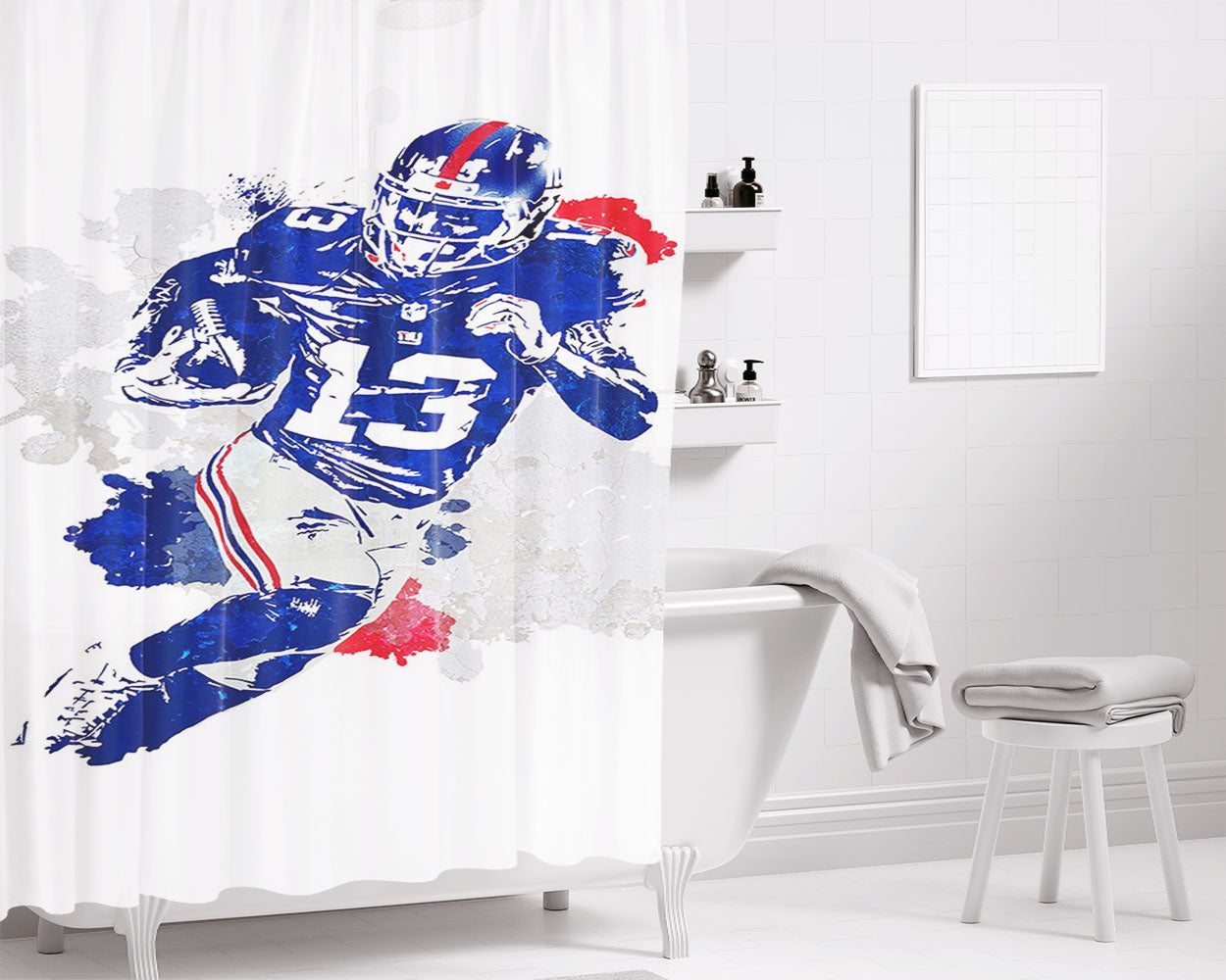 Odell Beckham Jr Painting Bathroom Shower Curtain Fabric Waterproof | 66 X 72 Inch