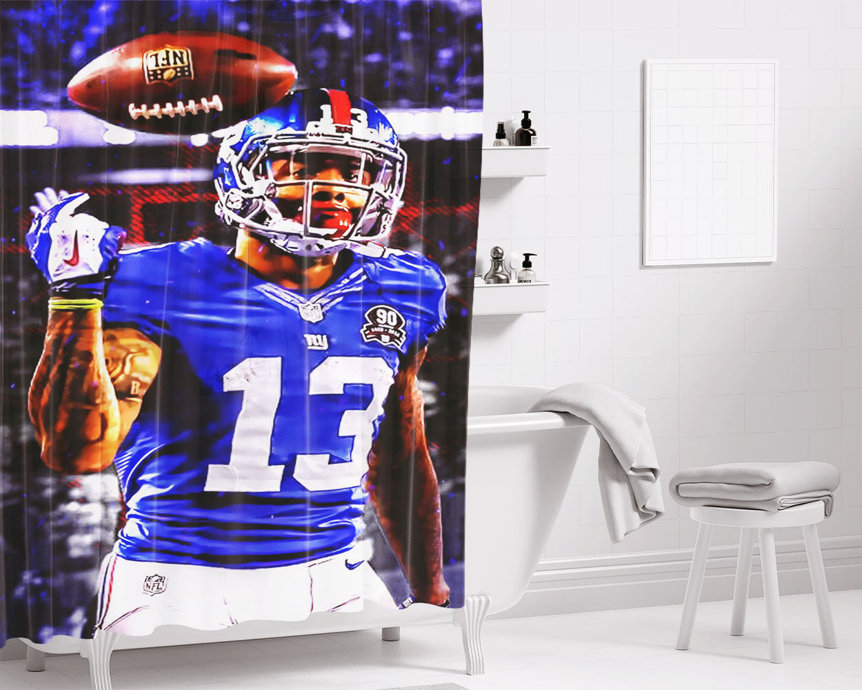 Odell Beckham Jr Wallpaper And Background Bathroom Shower Curtain Fabric Waterproof | 66 X 72 Inch