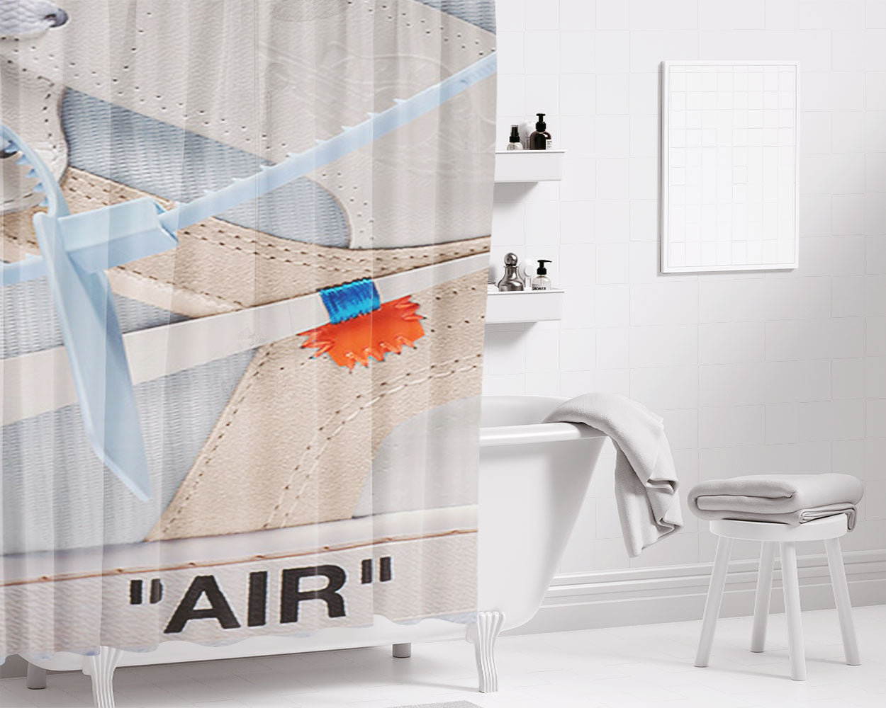 Off White X Air Jordan 1 Bathroom Shower Curtain Fabric Waterproof | 66 X 72 Inch