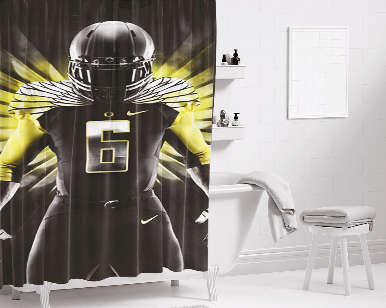 Oregon Ducks Player Bathroom Shower Curtain Fabric Waterproof | 66 X 72 Inch