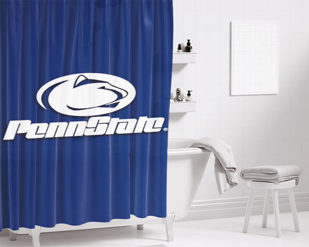 Penn State Sport Bathroom Shower Curtain Fabric Waterproof | 66 X 72 Inch