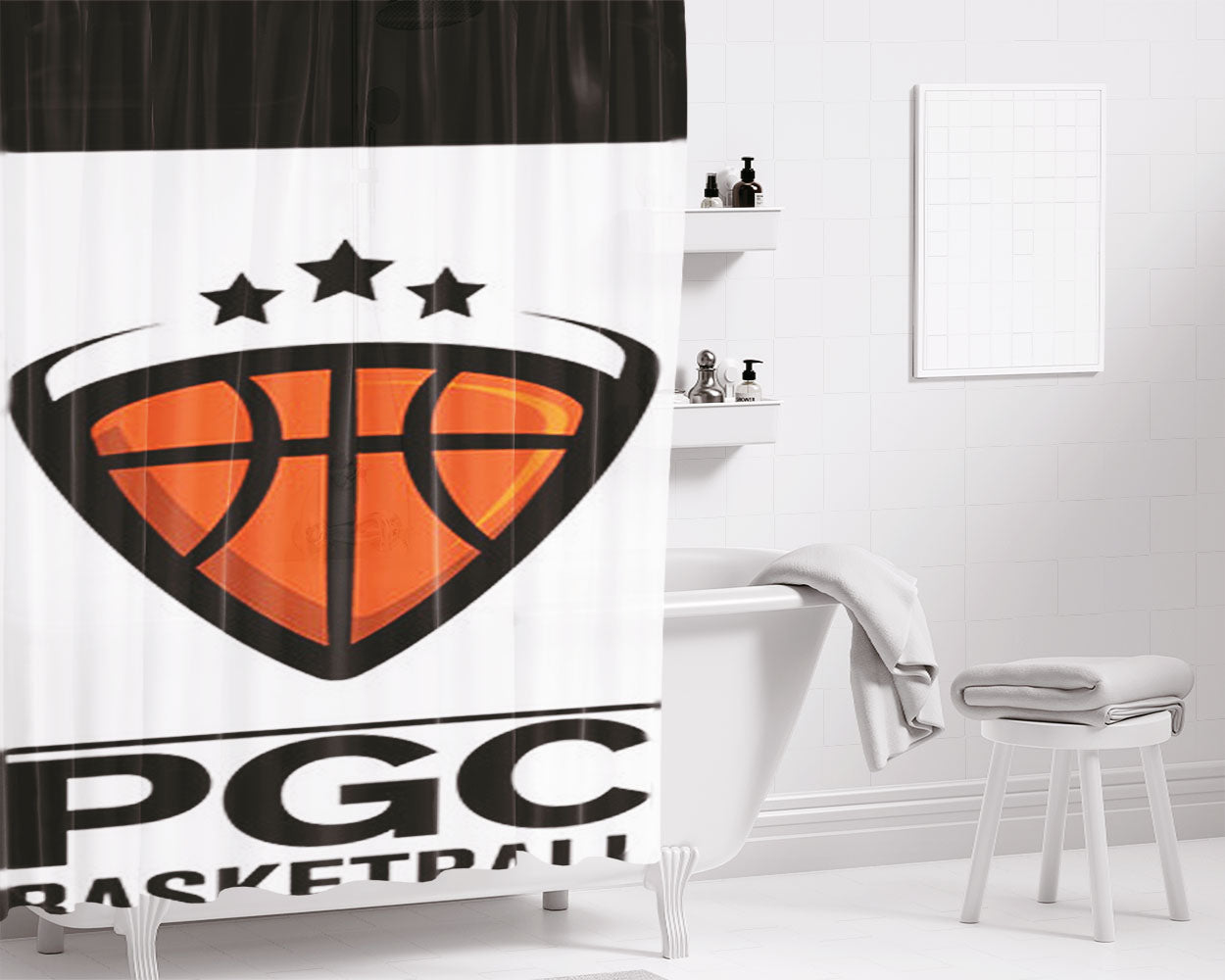 Pgc Basketball Bathroom Shower Curtain Fabric Waterproof | 66 X 72 Inch