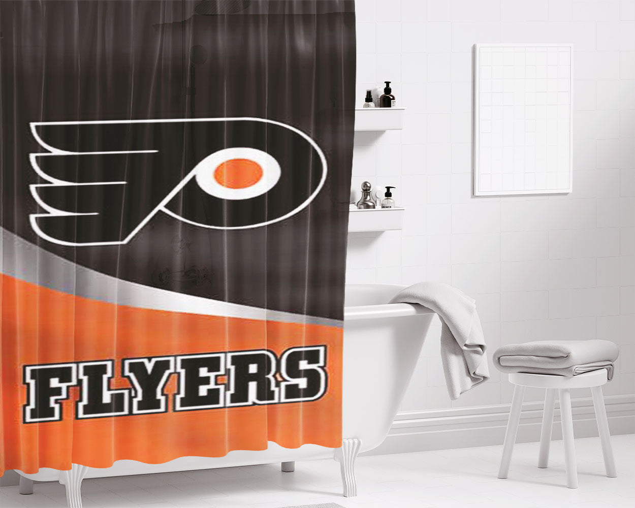 Philadelphia Flyers Cloth Logo Bathroom Shower Curtain Fabric Waterproof | 66 X 72 Inch