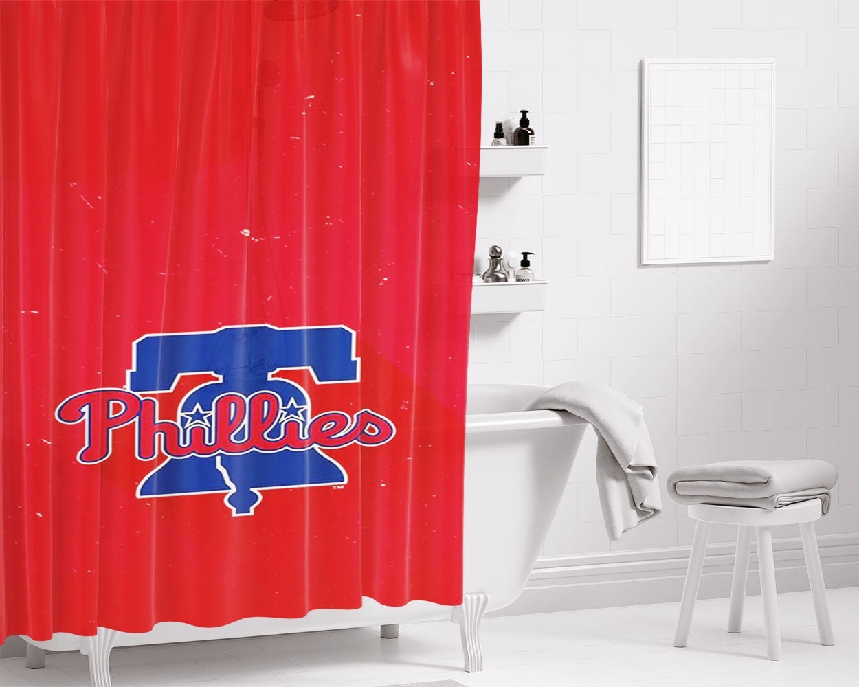 Philadelphia Phillies 1 Bathroom Shower Curtain Fabric Waterproof | 66 X 72 Inch