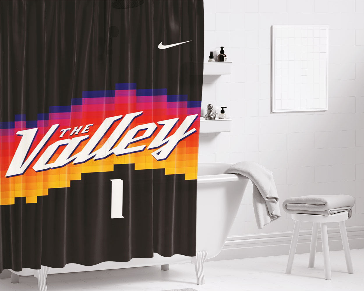 Phoenix Suns Basketball The Valley Bathroom Shower Curtain Fabric Waterproof | 66 X 72 Inch