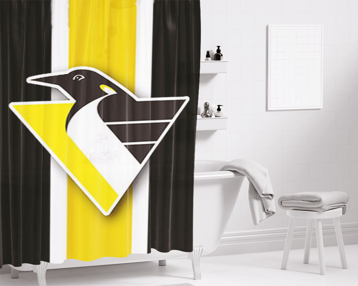 Pittsburgh Penguins Logo 2 Bathroom Shower Curtain Fabric Waterproof | 66 X 72 Inch