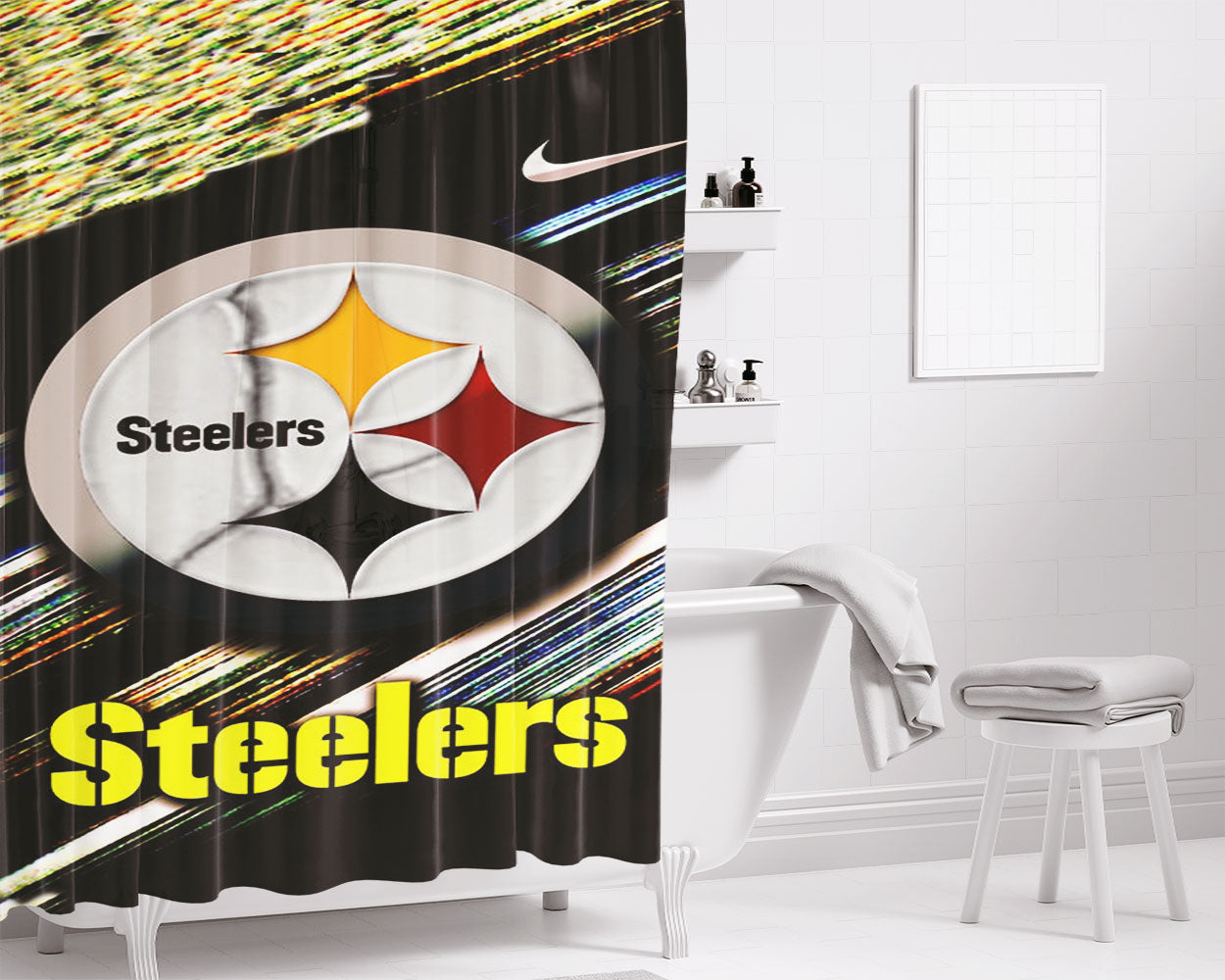 Pittsburgh Steelers Nfl 9999 Bathroom Shower Curtain Fabric Waterproof | 66 X 72 Inch