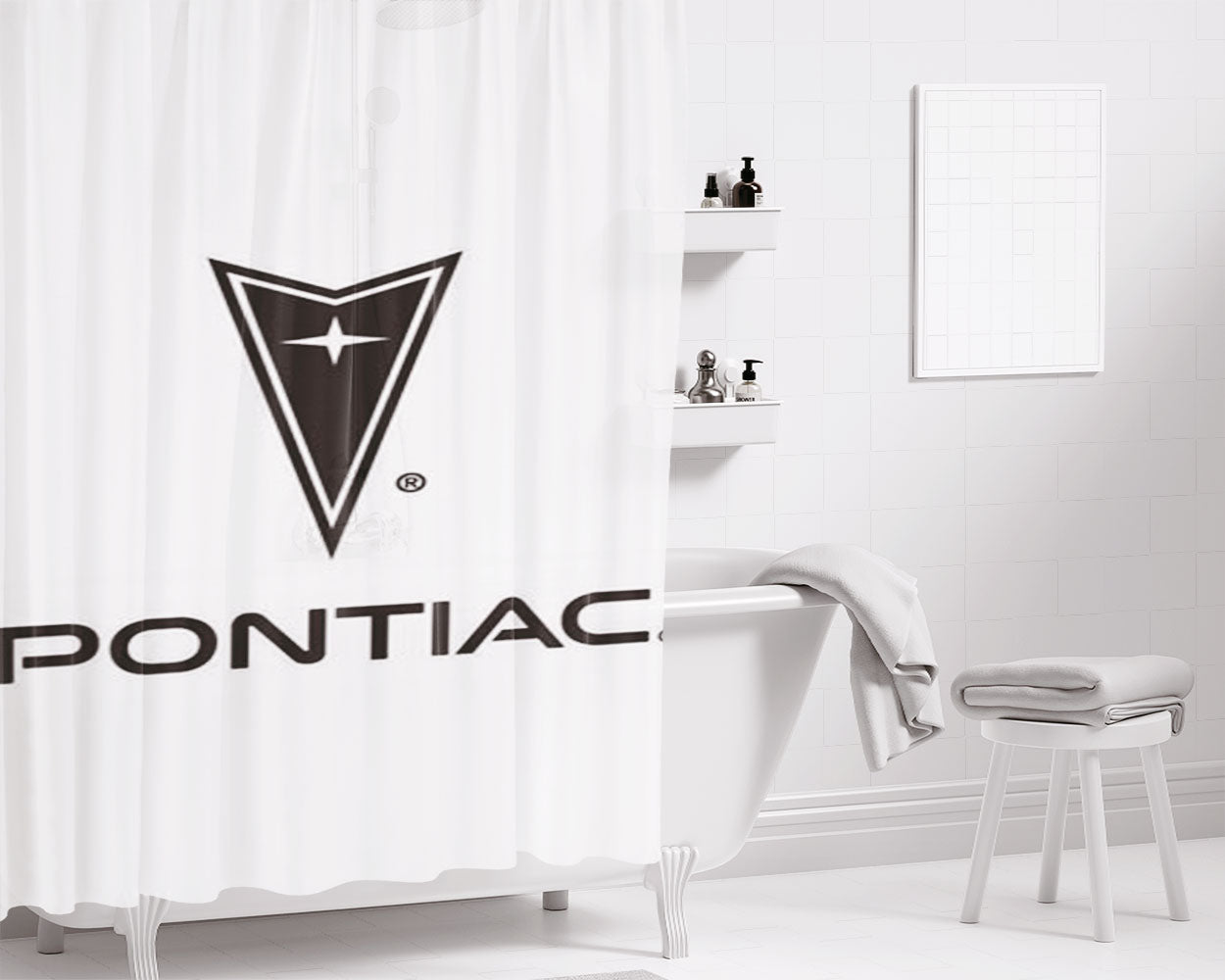 Pontiac Car Logo Bathroom Shower Curtain Fabric Waterproof | 66 X 72 Inch