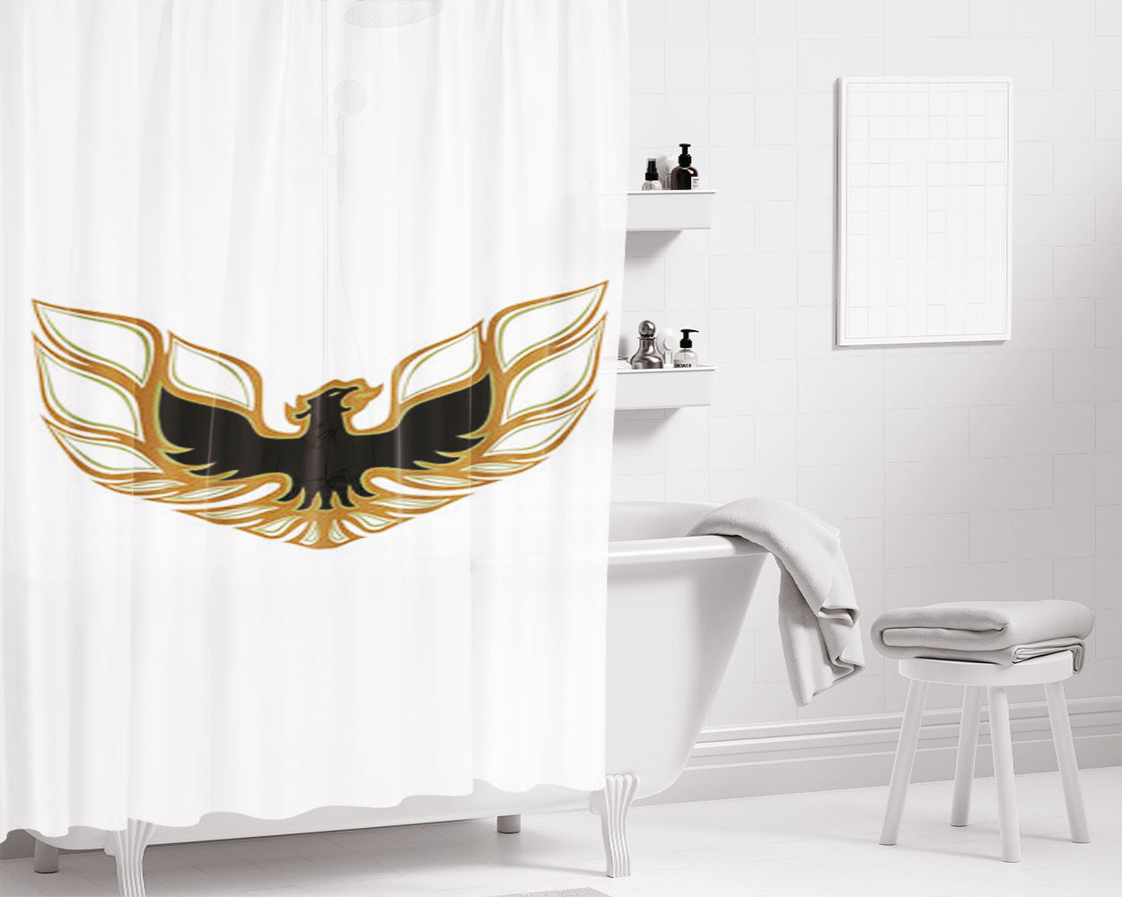 Pontiac Firebird Gold Bathroom Shower Curtain Fabric Waterproof | 66 X 72 Inch