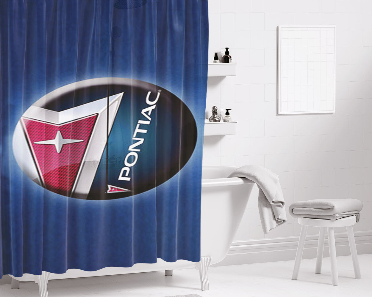 Pontiac Symbol Bathroom Shower Curtain Fabric Waterproof | 66 X 72 Inch