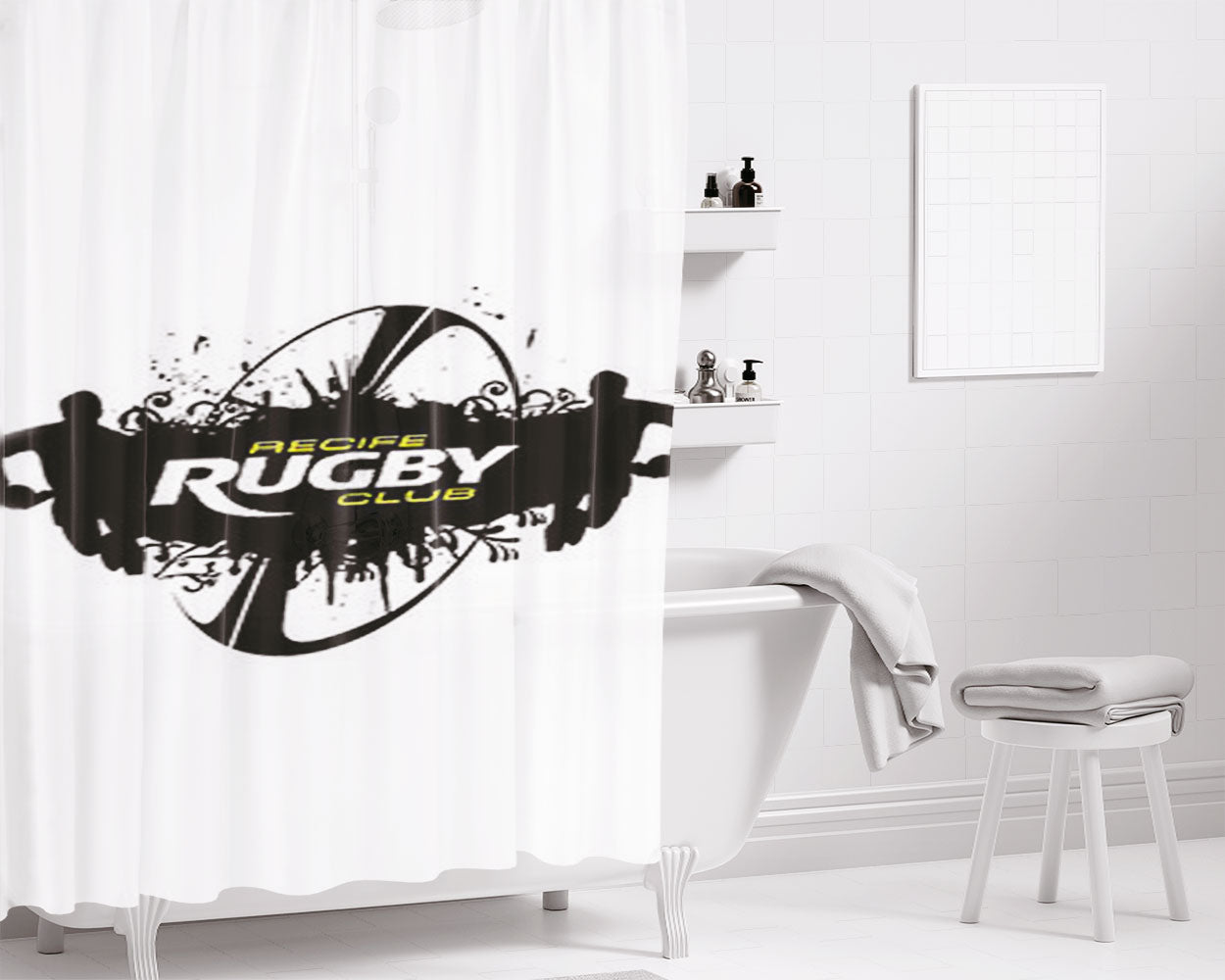 Recife Rugby Club Bathroom Shower Curtain Fabric Waterproof | 66 X 72 Inch