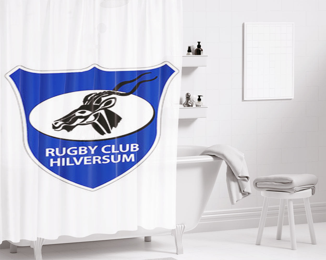 Rugby Club Hilversum Logo Bathroom Shower Curtain Fabric Waterproof | 66 X 72 Inch
