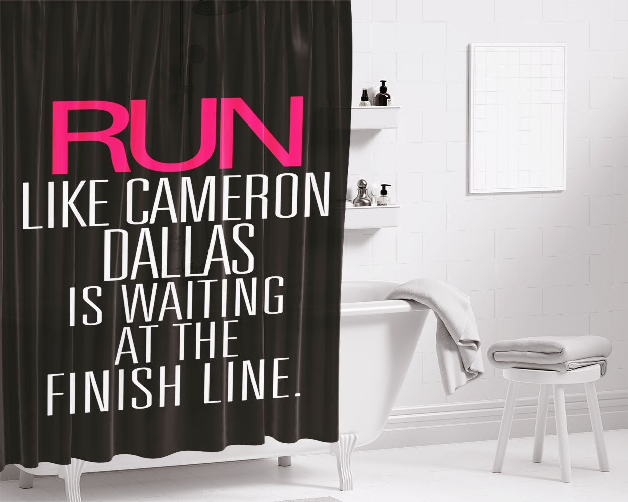 Run Like Cameron Dallas Bathroom Shower Curtain Fabric Waterproof | 66 X 72 Inch