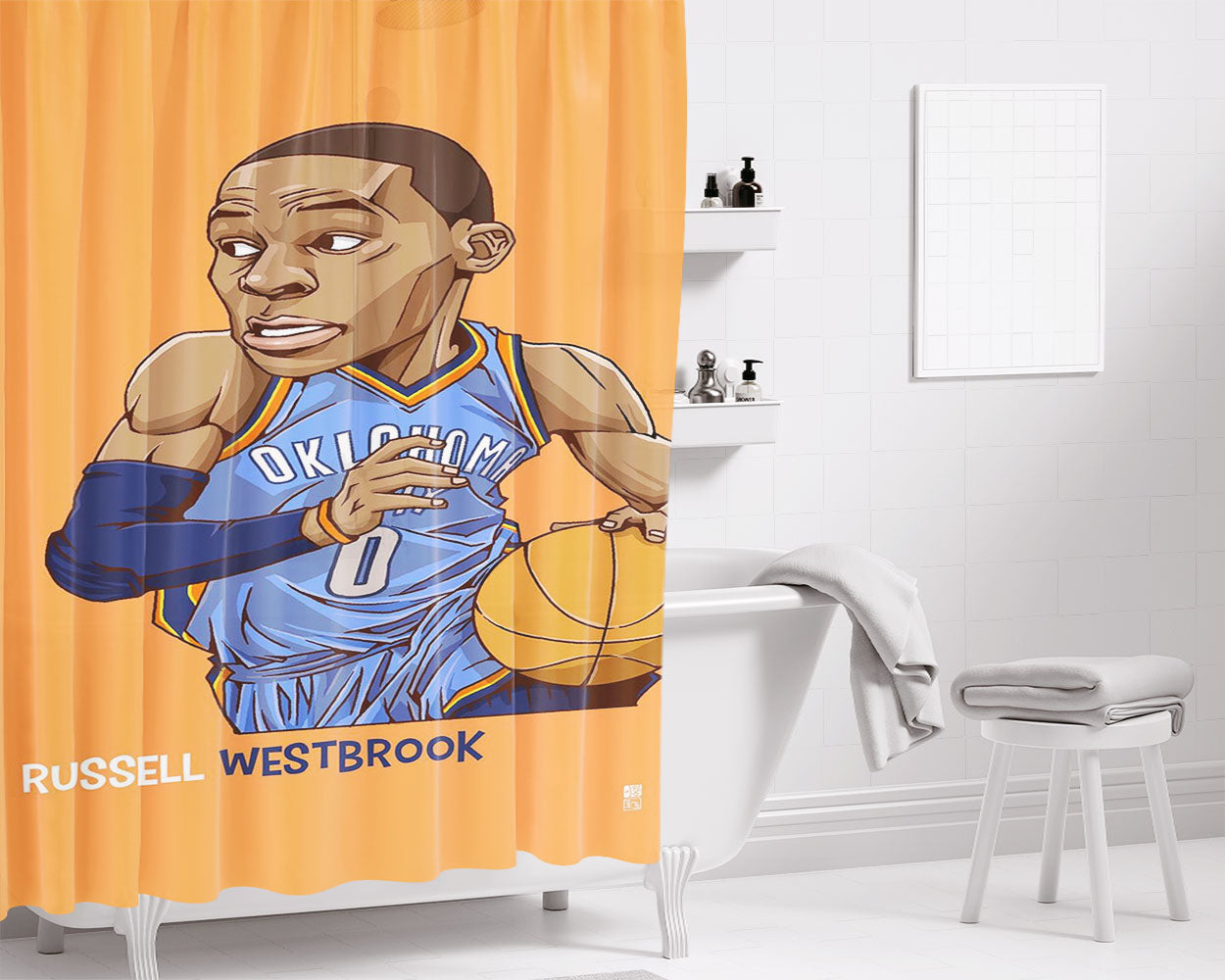 Russell Westbook Bathroom Shower Curtain Fabric Waterproof | 66 X 72 Inch