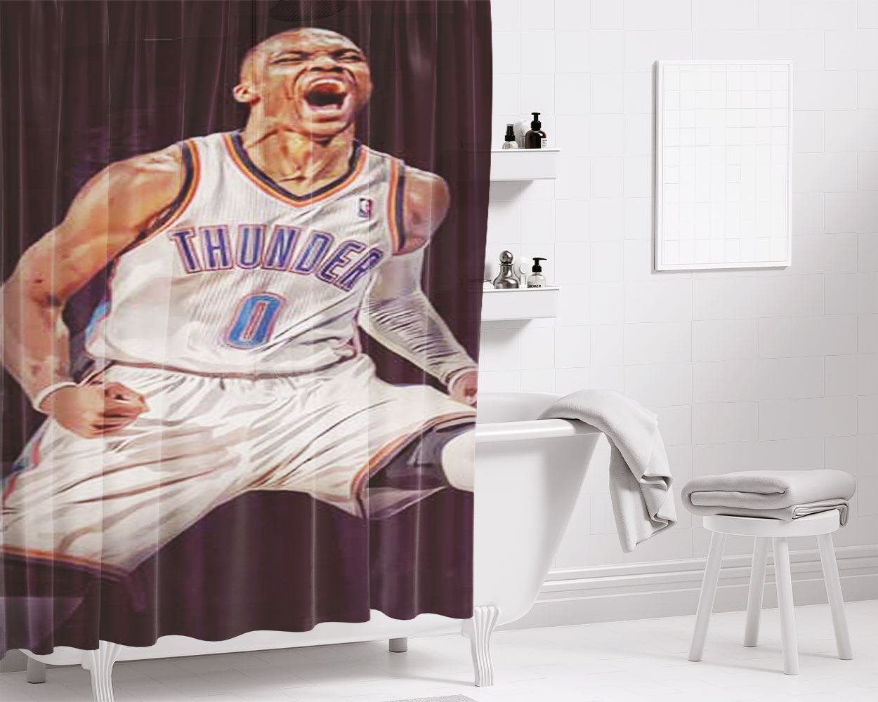 Russell Westbrook Scream Bathroom Shower Curtain Fabric Waterproof | 66 X 72 Inch