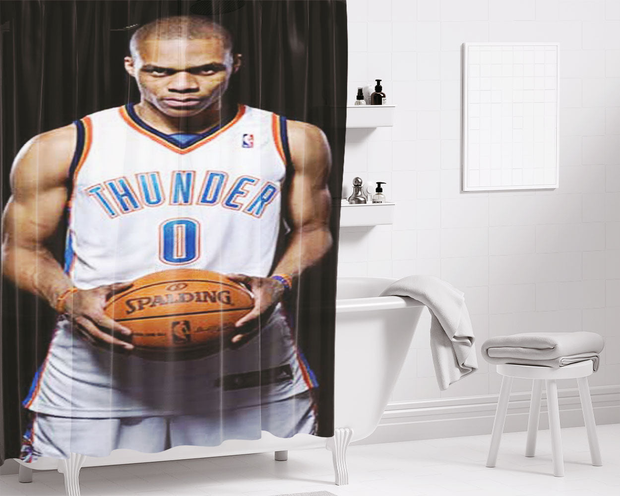 Russell Westbrook Bathroom Shower Curtain Fabric Waterproof | 66 X 72 Inch