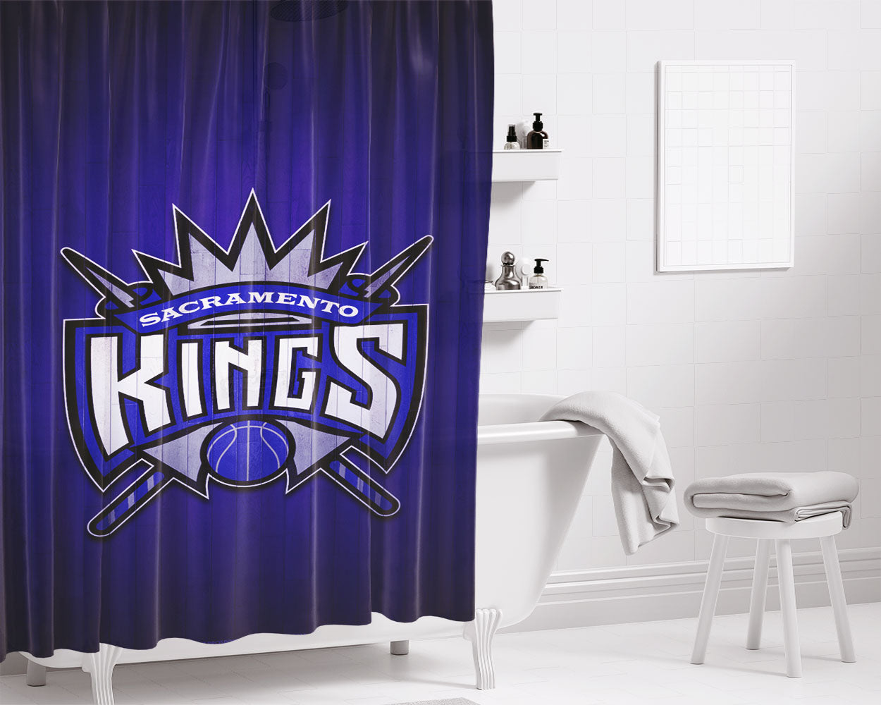 Sacramento Kings Hardwood 2 Bathroom Shower Curtain Fabric Waterproof | 66 X 72 Inch