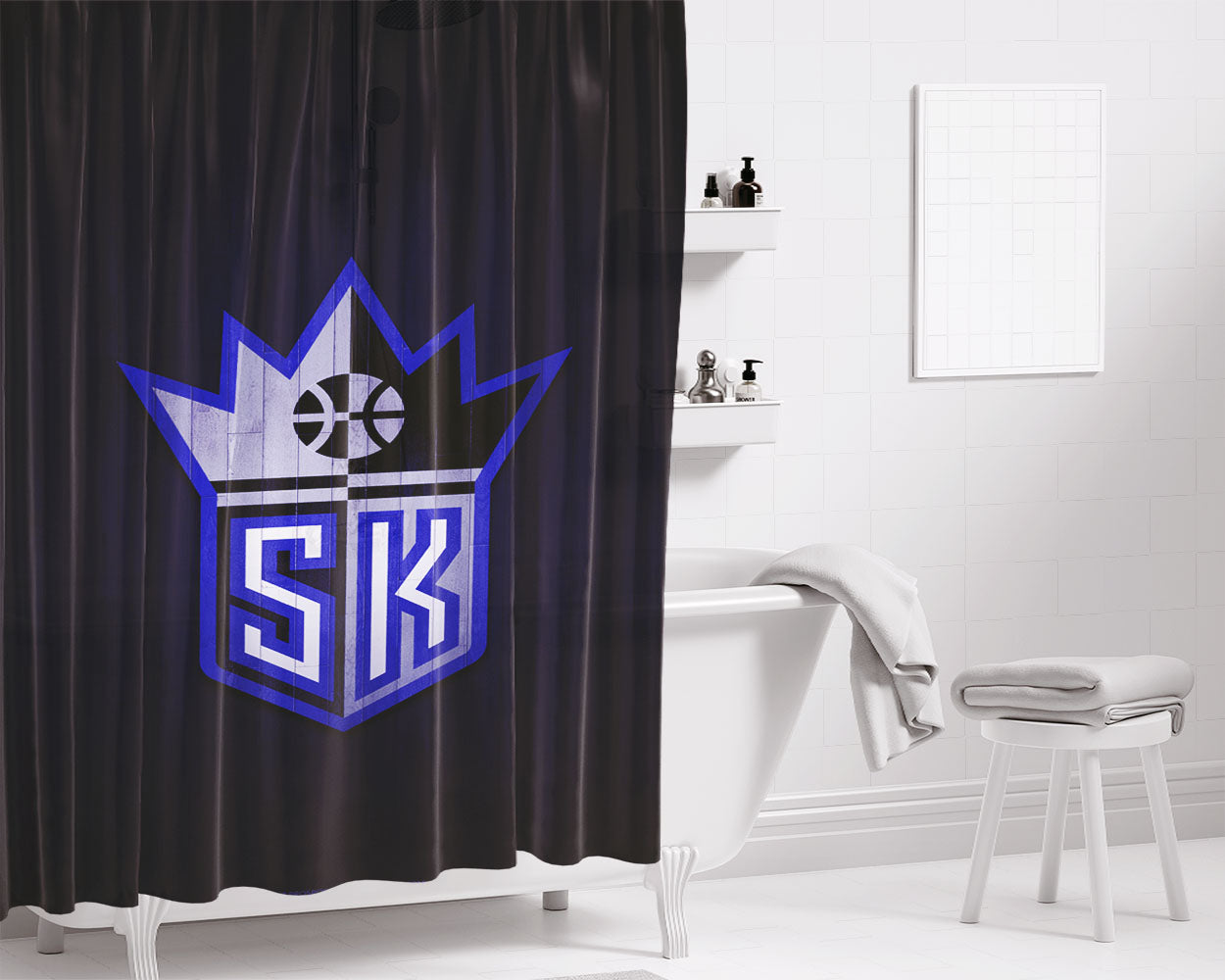 Sacramento Kings Hardwood Bathroom Shower Curtain Fabric Waterproof | 66 X 72 Inch
