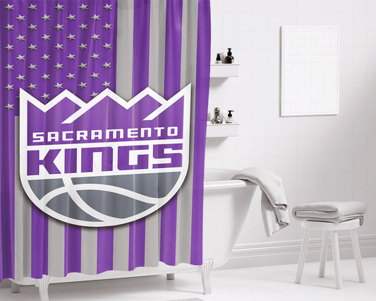Personalized Sacramento Kings Logo Flag Shower Curtain Farmhouse Bathroom Decor