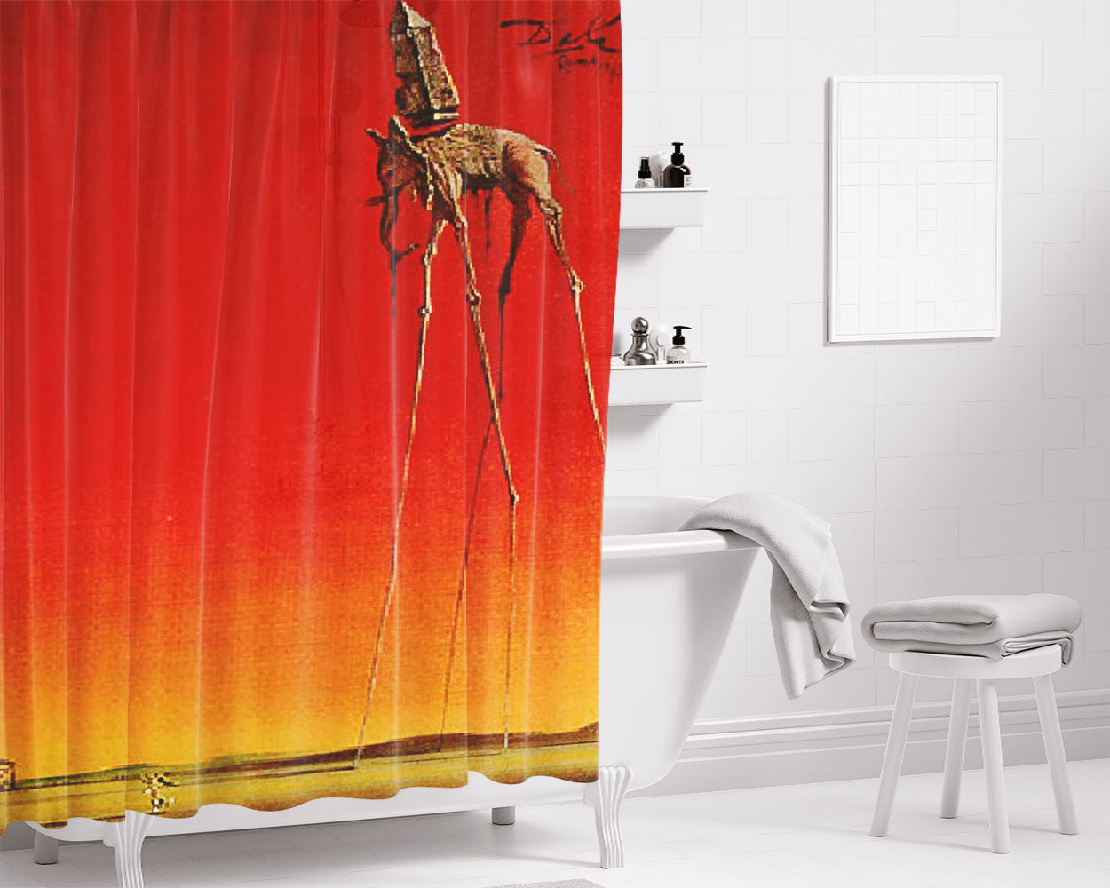Salvador Dali The Elephants Bathroom Shower Curtain Fabric Waterproof | 66 X 72 Inch