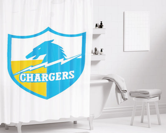 Personalized San Diego Chargers Badge Sports Shower Curtain Farmhouse Bathroom Decor