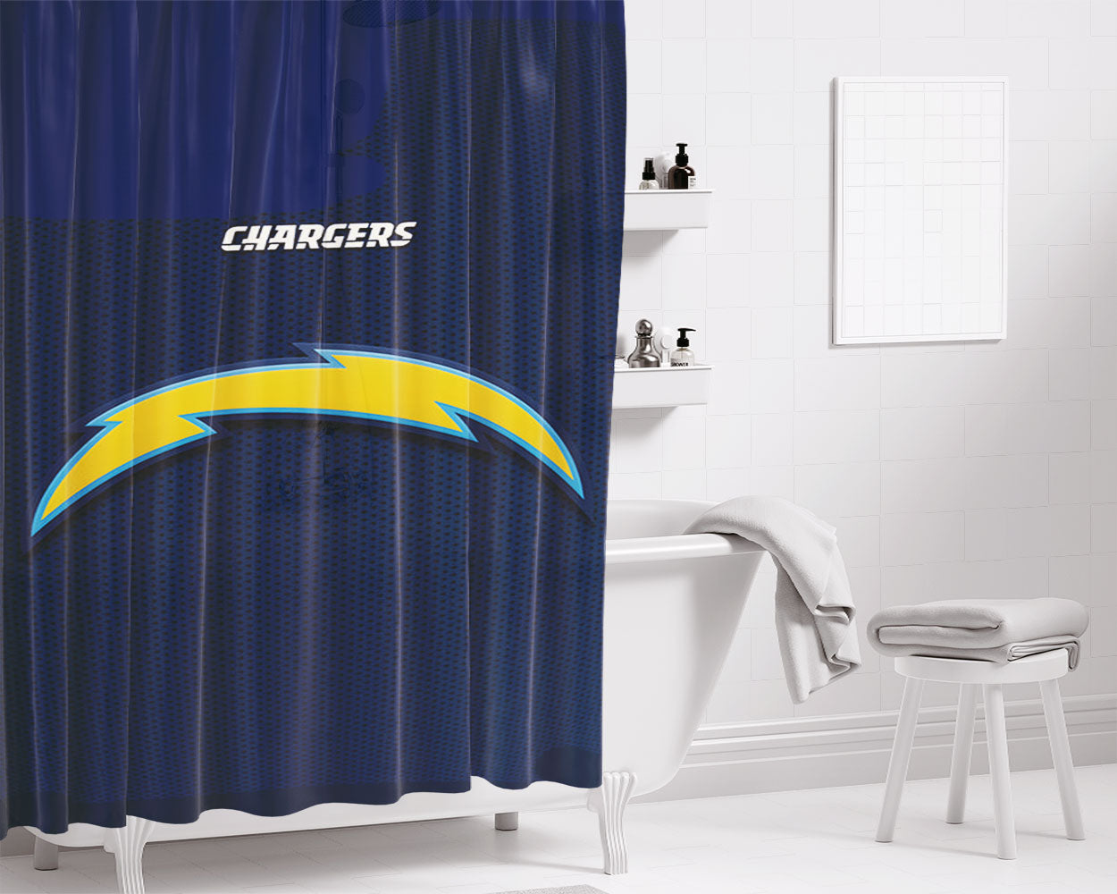 San Diego Chargers Nfl Bathroom Shower Curtain Fabric Waterproof | 66 X 72 Inch