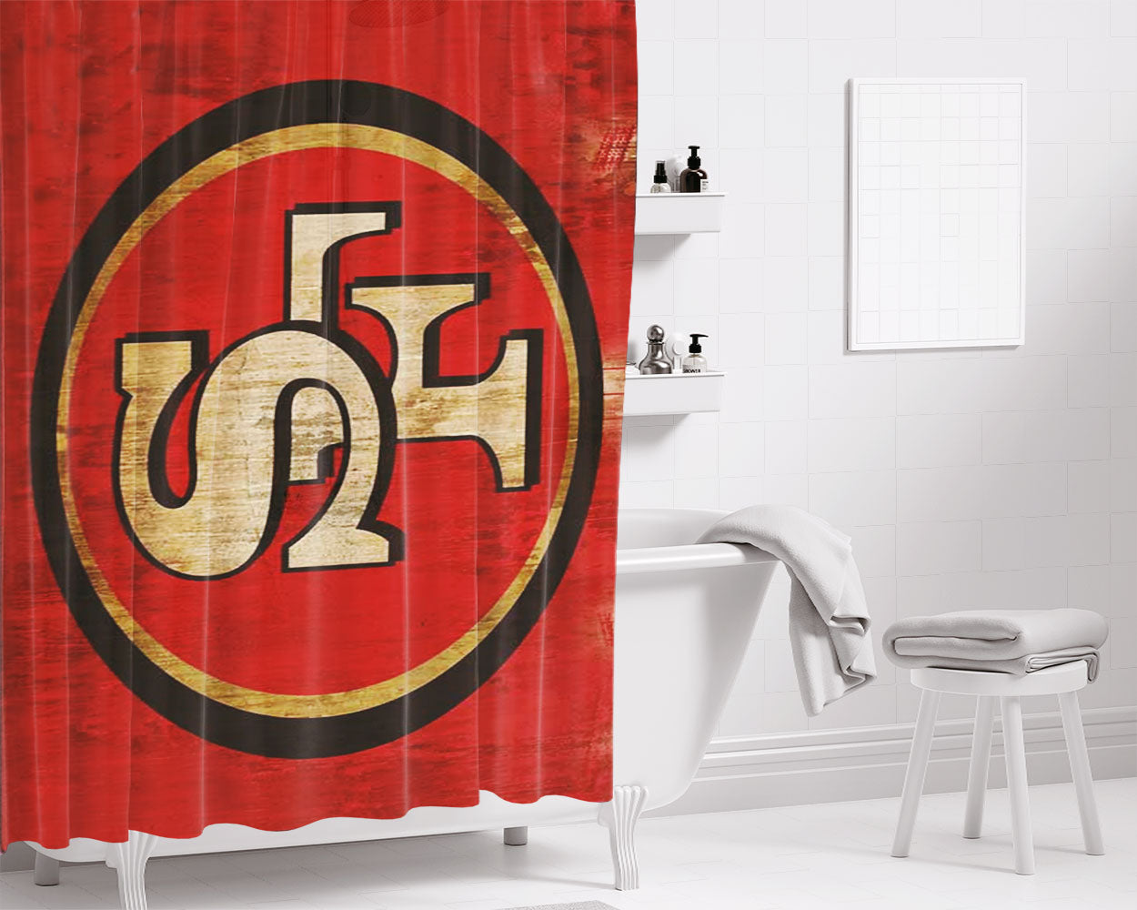 San Francisco 49Ers Nfl Bathroom Shower Curtain Fabric Waterproof | 66 X 72 Inch