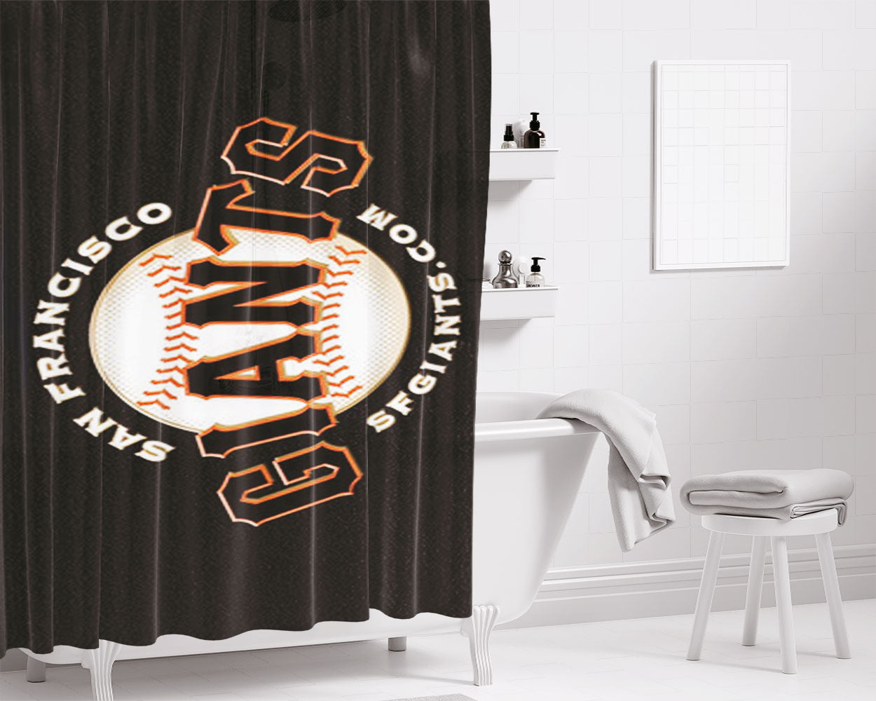 San Francisco Giants 03 Bathroom Shower Curtain Fabric Waterproof | 66 X 72 Inch