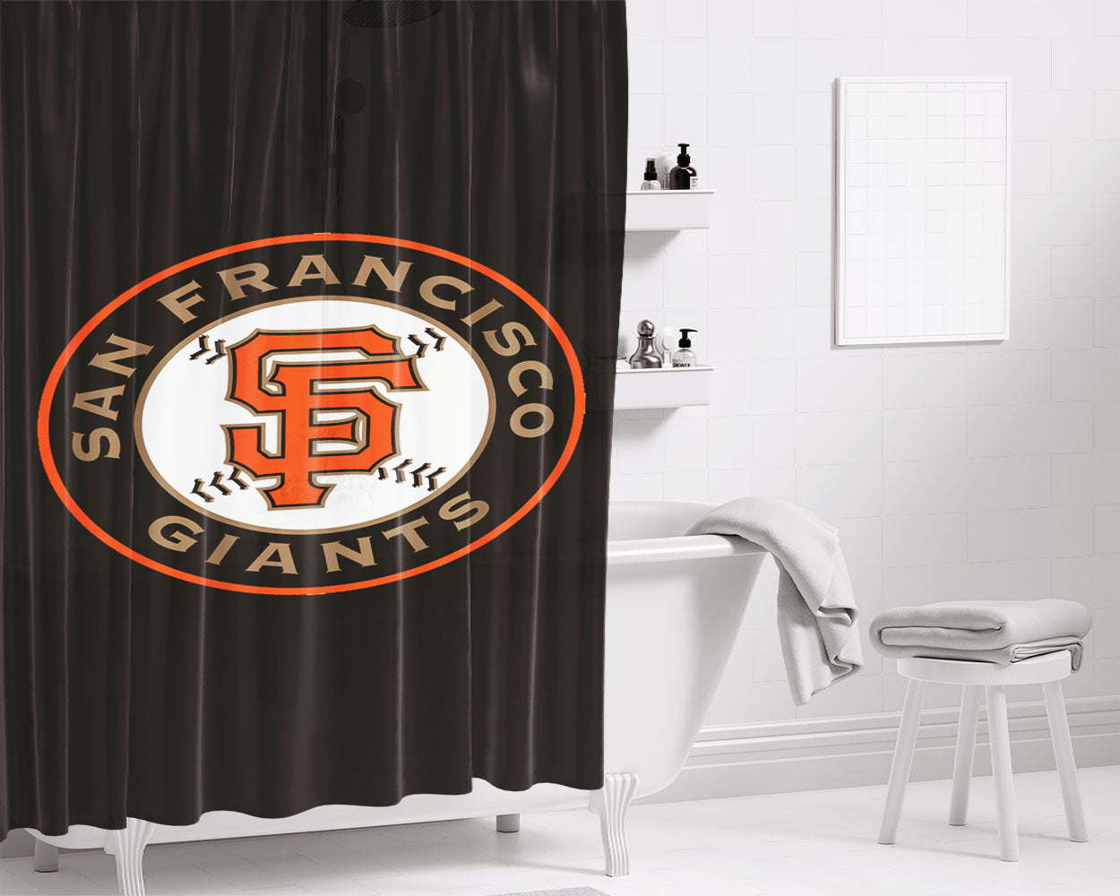 San Francisco Giants Alternate Logo Bathroom Shower Curtain Fabric Waterproof | 66 X 72 Inch