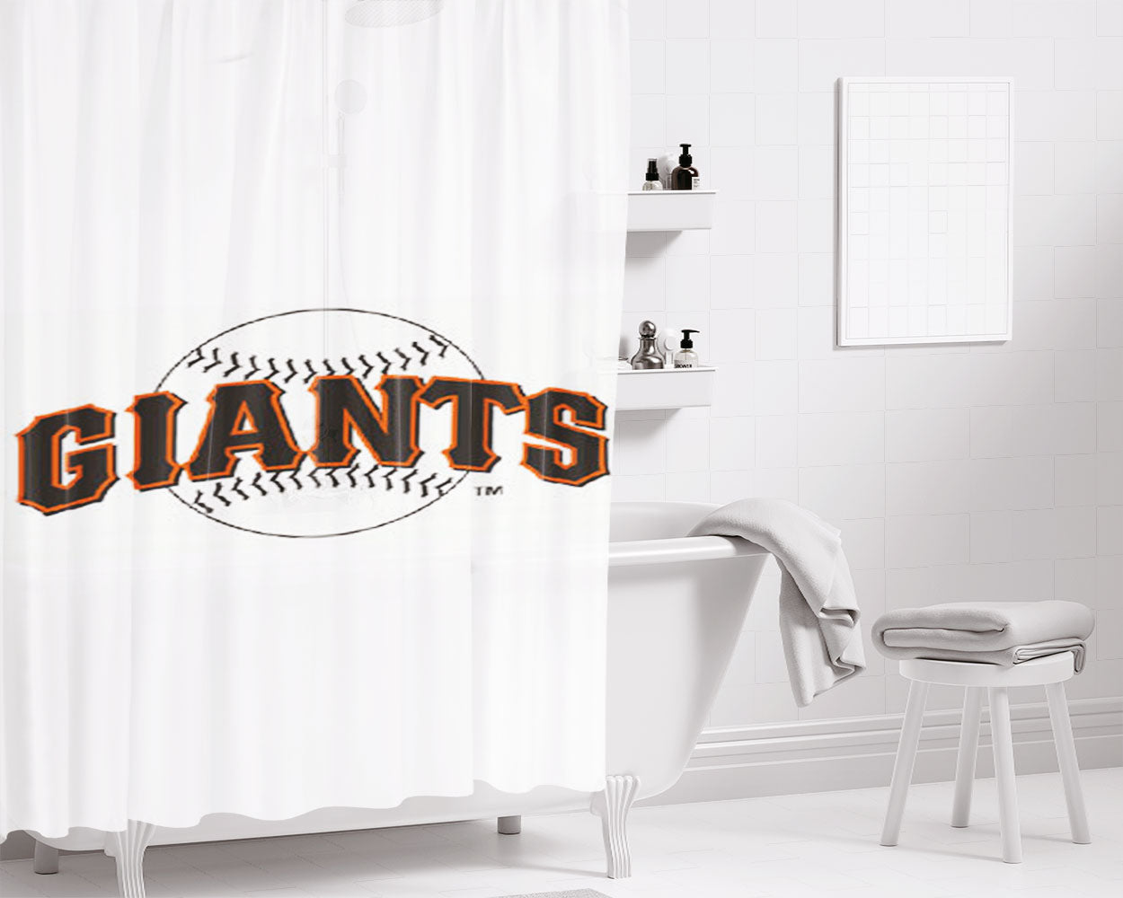 San Francisco Giants Ball Bathroom Shower Curtain Fabric Waterproof | 66 X 72 Inch